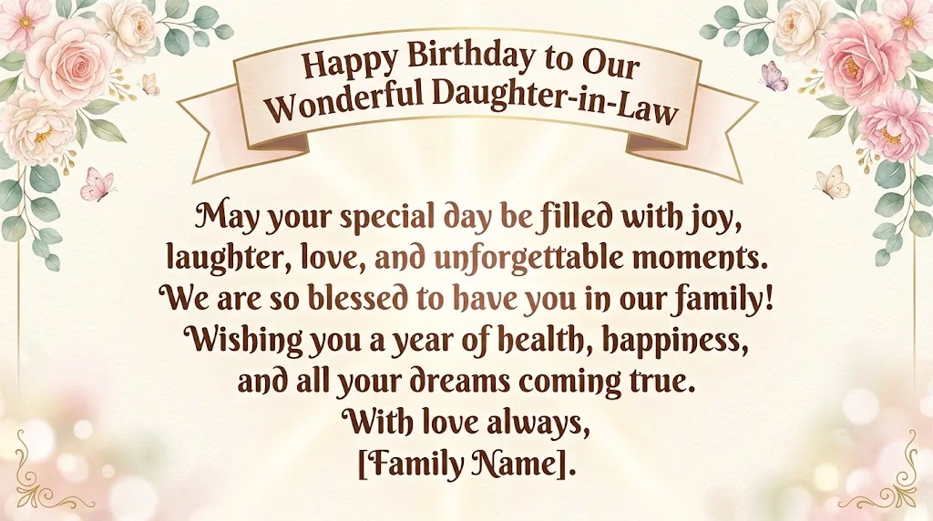 95+ Heartfelt Birthday Wishes for Daughter in Law